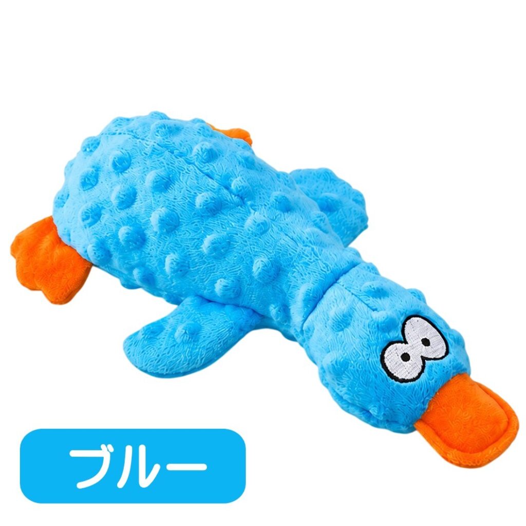 犬のおもちゃ ぺたんこアヒル ブルー