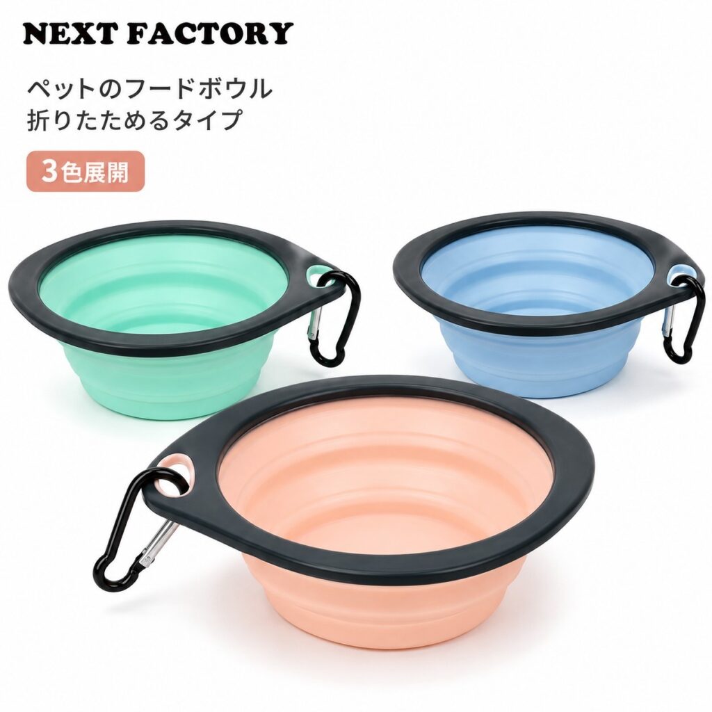 ペットのフードボウル 折りたためるタイプ ブルー