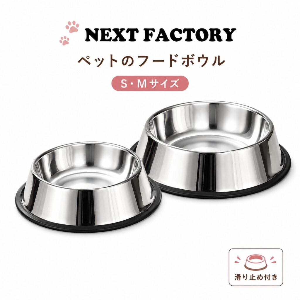 ペットのフードボウル シンプルなステンレス